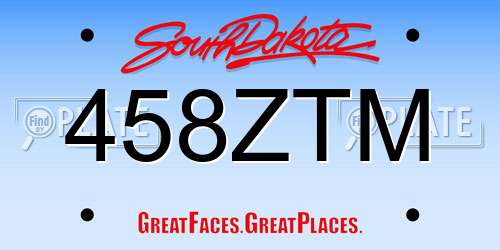 458ZTM South Dakota License Plate