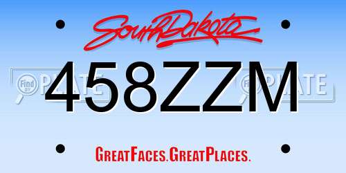 458ZZM South Dakota License Plate