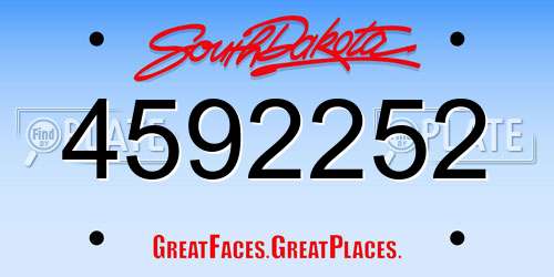 4592252 South Dakota License Plate