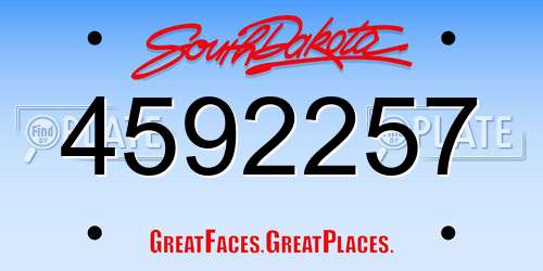 4592257 South Dakota License Plate
