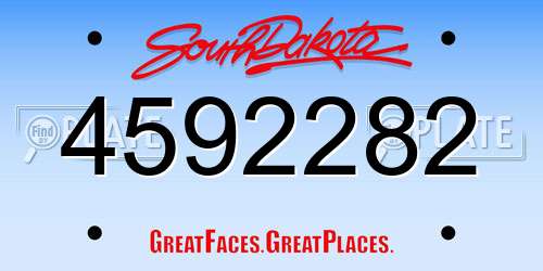 4592282 South Dakota License Plate