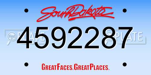 4592287 South Dakota License Plate