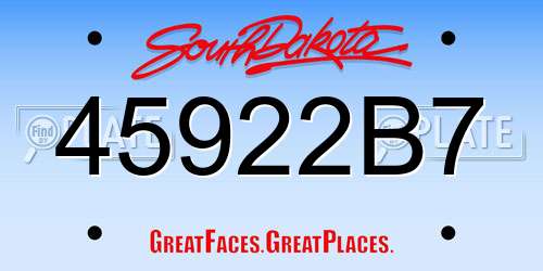 45922B7 South Dakota License Plate