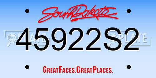 45922S2 South Dakota License Plate