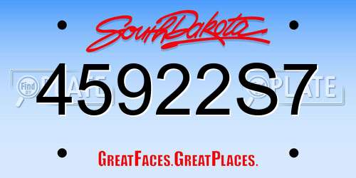 45922S7 South Dakota License Plate