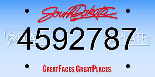 4592787 South Dakota License Plate