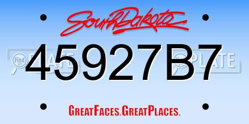 45927B7 South Dakota License Plate