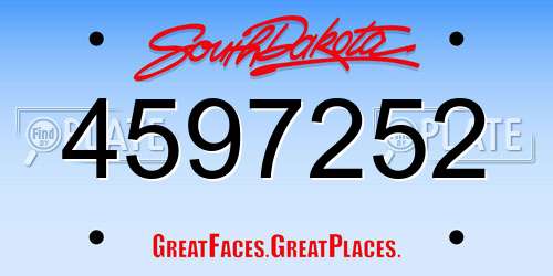 4597252 South Dakota License Plate