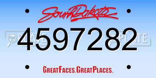 4597282 South Dakota License Plate