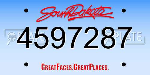 4597287 South Dakota License Plate