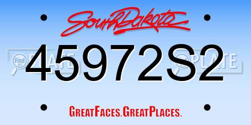 45972S2 South Dakota License Plate