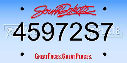 45972S7 South Dakota License Plate