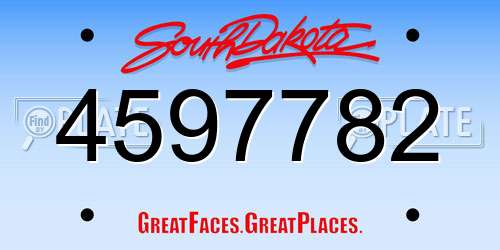 4597782 South Dakota License Plate
