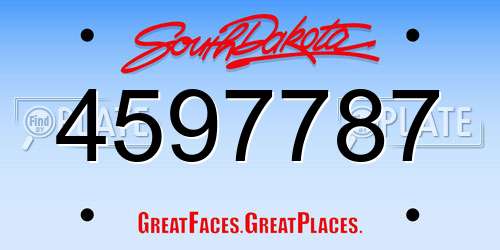 4597787 South Dakota License Plate