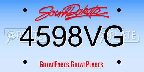 4598VG South Dakota License Plate