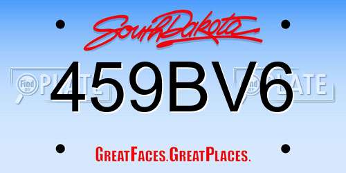 459BV6 South Dakota License Plate