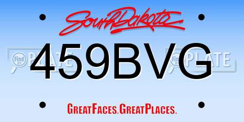 459BVG South Dakota License Plate