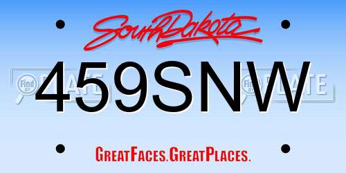 459SNW South Dakota License Plate