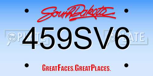 459SV6 South Dakota License Plate