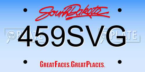 459SVG South Dakota License Plate