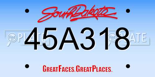 45A318 South Dakota License Plate