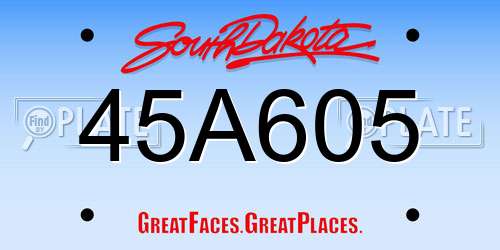 45A605 South Dakota License Plate