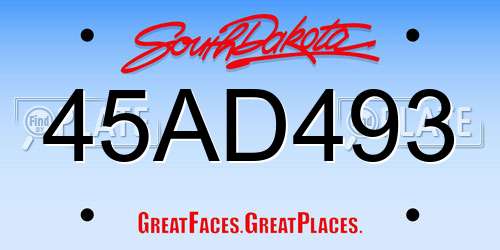 45AD493 South Dakota License Plate