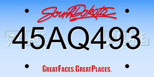 45AQ493 South Dakota License Plate