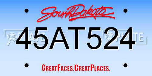45AT524 South Dakota License Plate