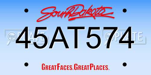 45AT574 South Dakota License Plate