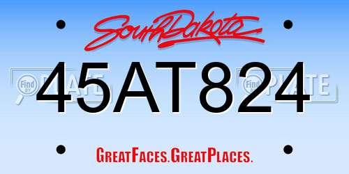 45AT824 South Dakota License Plate