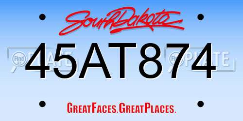 45AT874 South Dakota License Plate