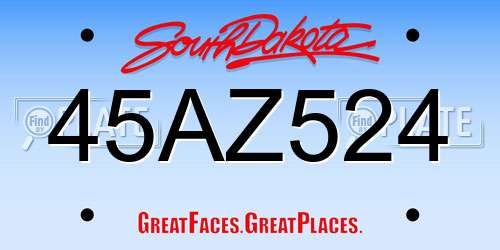 45AZ524 South Dakota License Plate