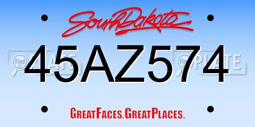 45AZ574 South Dakota License Plate