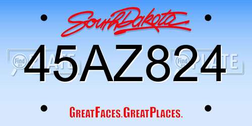 45AZ824 South Dakota License Plate