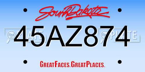 45AZ874 South Dakota License Plate