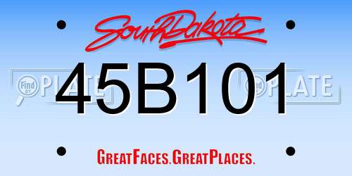 45B101 South Dakota License Plate