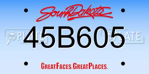 45B605 South Dakota License Plate