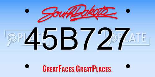45B727 South Dakota License Plate