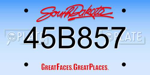 45B857 South Dakota License Plate
