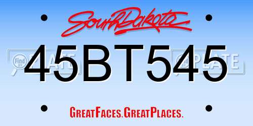 45BT545 South Dakota License Plate