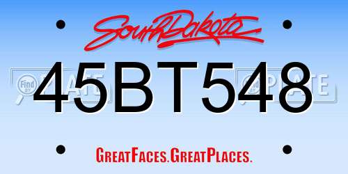45BT548 South Dakota License Plate
