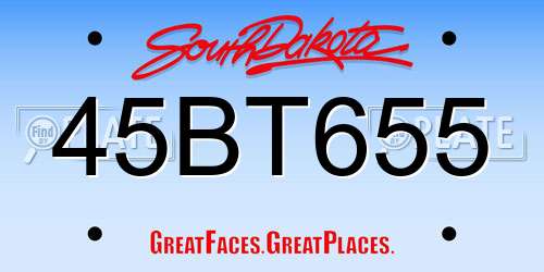 45BT655 South Dakota License Plate