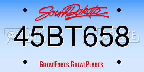 45BT658 South Dakota License Plate