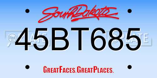 45BT685 South Dakota License Plate
