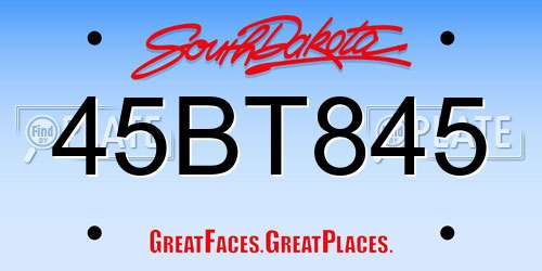 45BT845 South Dakota License Plate