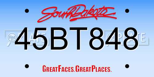 45BT848 South Dakota License Plate