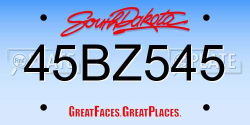 45BZ545 South Dakota License Plate