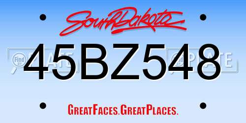 45BZ548 South Dakota License Plate