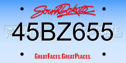 45BZ655 South Dakota License Plate